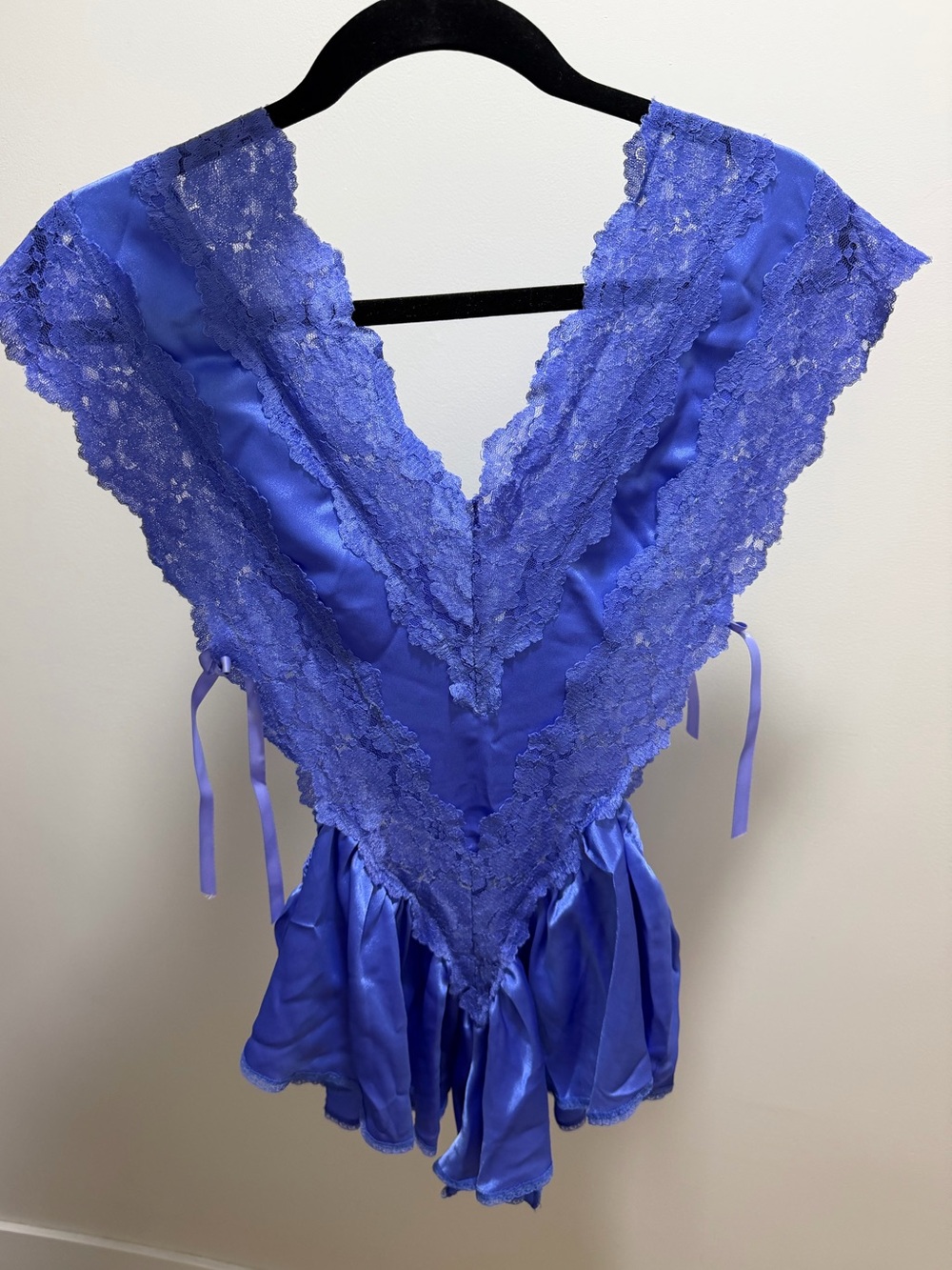 Vintage flora Nikrooz Lace-Trim Satin Romper - Blue